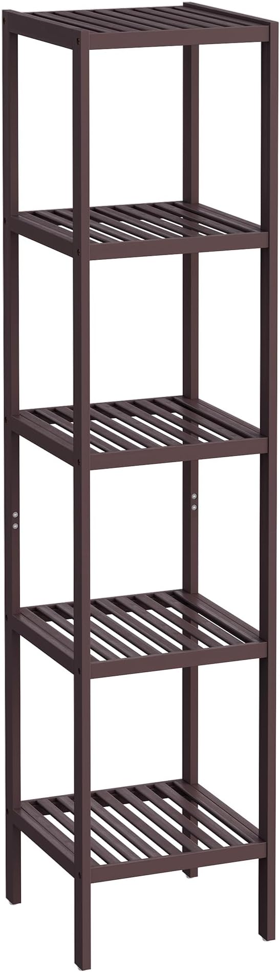 SONGMICS Bamboo Storage Shelf, 5-Tier Shelving Unit, Multifunctional, in the Entryway, Bathroom, Living Room, Balcony, Kitchen, 13 x 13 x 57.5 Inches, Brown UBCB55Z