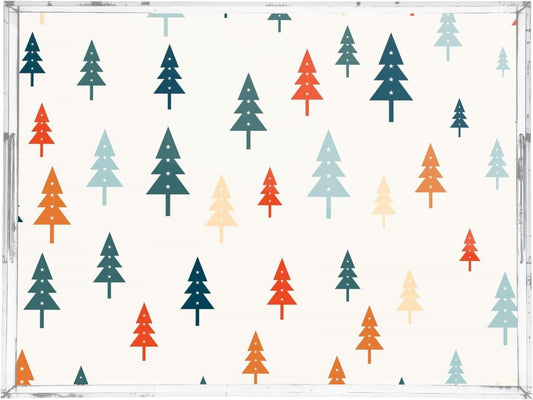 Acrylic Serving Tray with Handles Spill Proof Kitchen Storage Tray Clear Decorative Tray Makeup Drawer Organizer Storage Tray for Bathroom Living Room Ottoman 15.7x11.8Inches