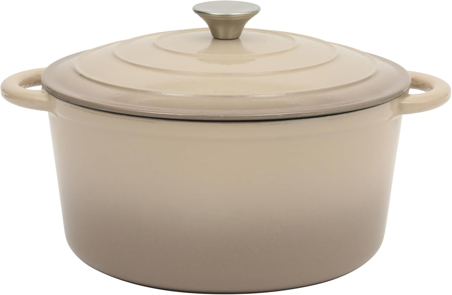 Gibson Home Addlestone 7 Qt Enameled Cast Iron Dutch Oven Pot with Lid – Round, Oven Safe to 500°F, Ideal for Bread Baking & Stews - Gradient Taupe