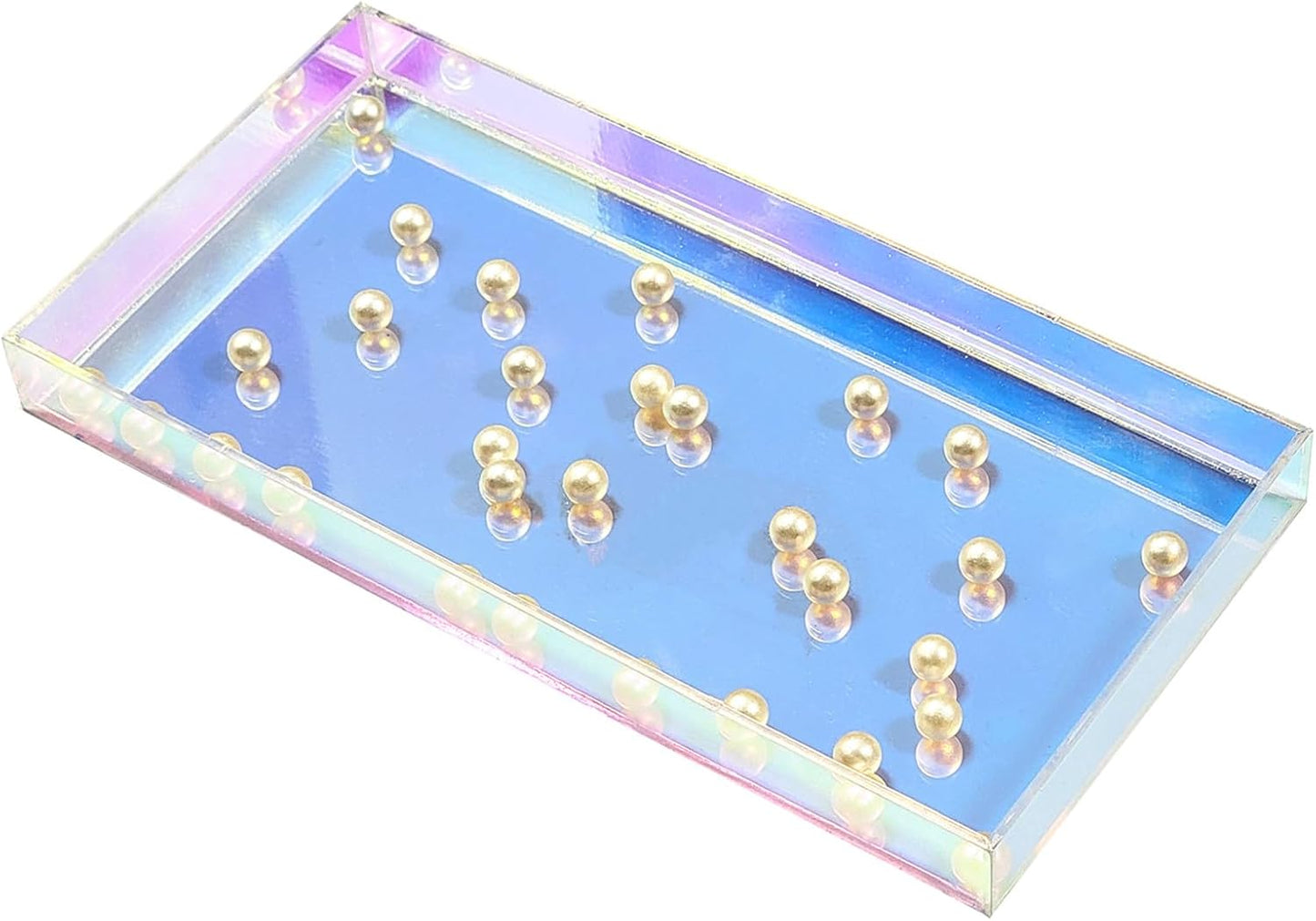 ROYALITA Acrylic Tray Bathroom Tray for Countertop, Guest Towel Holder Tray for Napkin Perfume Jewelry Makeup, Vanity Trays for Soap Dispenser, Aromatherapy, Cup & Candle, Iridescent