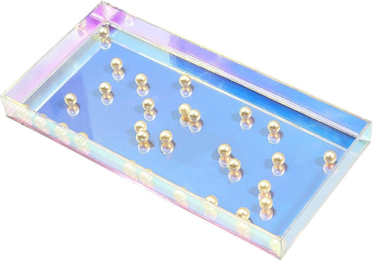 ROYALITA Acrylic Tray Bathroom Tray for Countertop, Guest Towel Holder Tray for Napkin Perfume Jewelry Makeup, Vanity Trays for Soap Dispenser, Aromatherapy, Cup & Candle, Iridescent