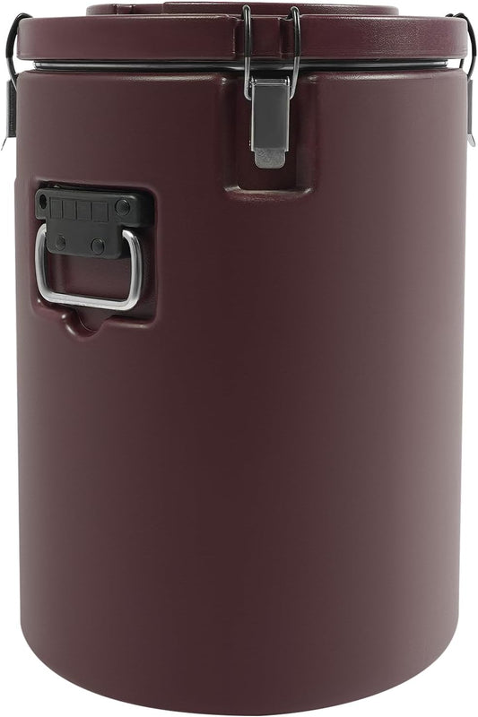DYNAMI Large Insulated Food Container, Portable Commercial Food Warmer Insulated Soup Container Cold Hot Box for Catering,Stainless Steel Inner Liner, Sealed and Leak-proof (Brown, 9.3 Gal)
