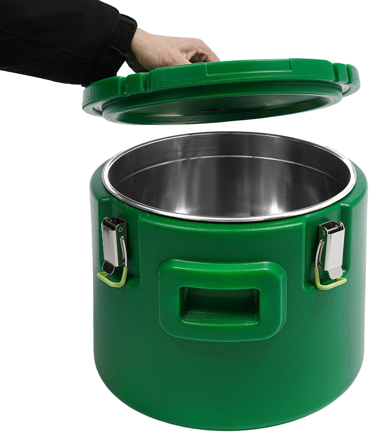 DYNAMI 4 Gal Insulated Food Container with Buckles,Portable Commercial Food Warmer Insulated Soup Container Cold Hot Box Insulated Food Carrier for Catering,Sealed and Leak-proof(Green)