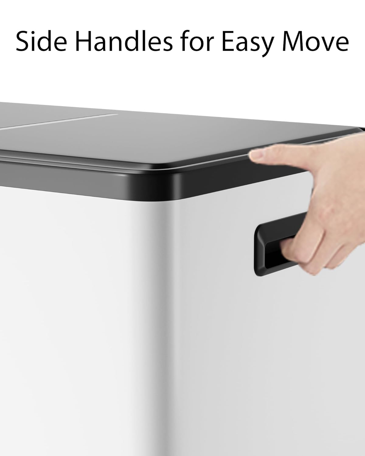 Garvee Dual Trash Can for Recycling and Trash, Stainless Steel Kitchen Trash Can with Lid and Foot Pedal, Double Compartment Garbage Can, with Recycling Bin