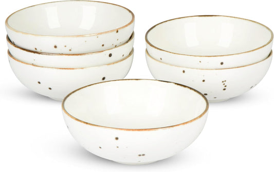 Esfour Round Porcelain Bowls - 20 Ounce - Set of 6 - Microwave, Oven, Dishwasher-Safe, Scratch Resistant, Porcelain Durable Small Dishes Bowls for Cereal, Salad, Pasta, Soup Dessert - Assorted Classic