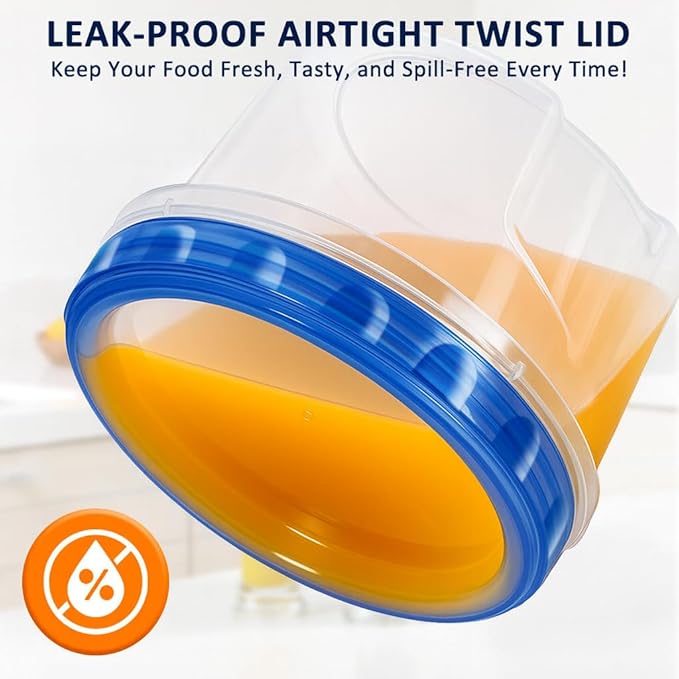 10 Pack 17oz Reusable Freezer Storage Containers with Twist Top Lids Airtight, Clear Plastic Food Storage Meal Prep Containers for Leftover Lunch Fruit Salad Oats, Small Soup Container Microwave Safe