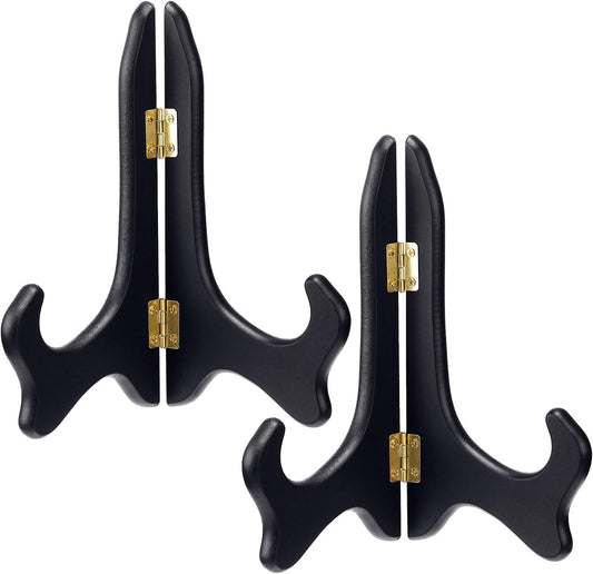 Tatuo 2 Packs Wooden Plate Stands for Display, Plate Holder Display Stand, Picture Frame Stand Easels, Tabletop Art Holder, Book Dish Decorative