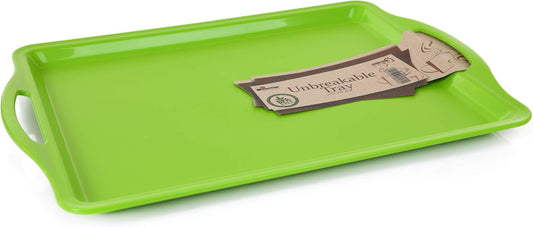 Mintra Home Large Unbreakable Plastic Rectangular Serving Tray/Platter with Handle 14 Inch Green - 6pack