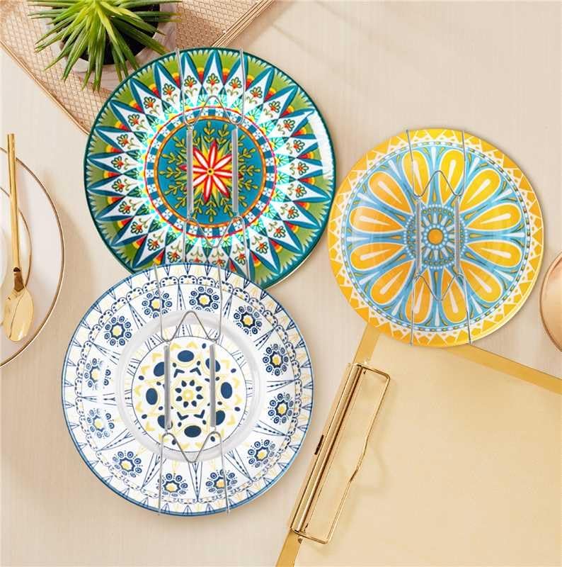 Plate Hangers for The Wall Suitable for 10-14 inch Small Decorative Plate, Invisible Stainless Steel Plate Hangers for Display with Wall Hooks, for Plates/Platter/Dish/Picture(Silver)