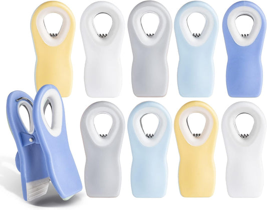 COOK WITH COLOR Bag Clips with Magnet- Food Clips, Chip Clips, Bag Clips for Food Storage with Airtight Seal Grip for Bread Bags, Snack Bags and Food Bags (Yellow and Blue, Pack of 10)
