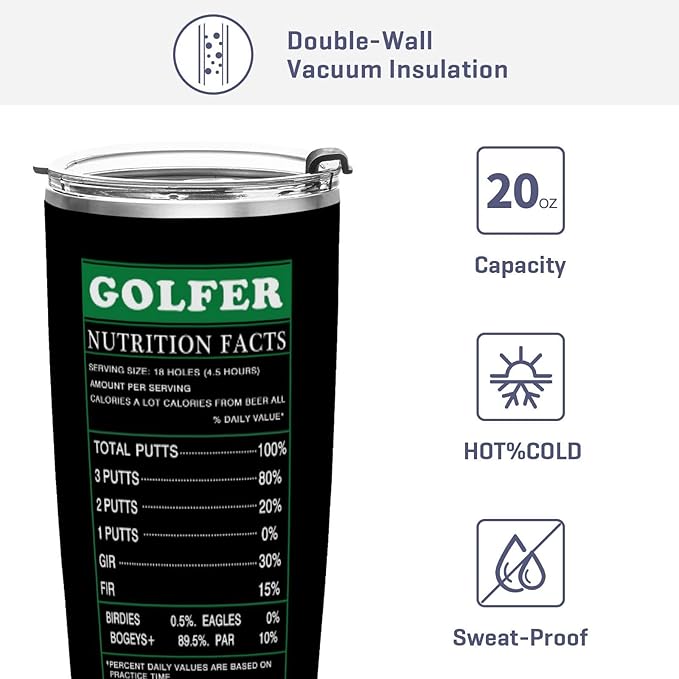 JUDIAN Gifts for Golf Men Gifts for Dad from Daughter Son Birthday Gifts for Father 20oz Tumblers Coffee Travel Mug Gifts Funny Golf Gifts