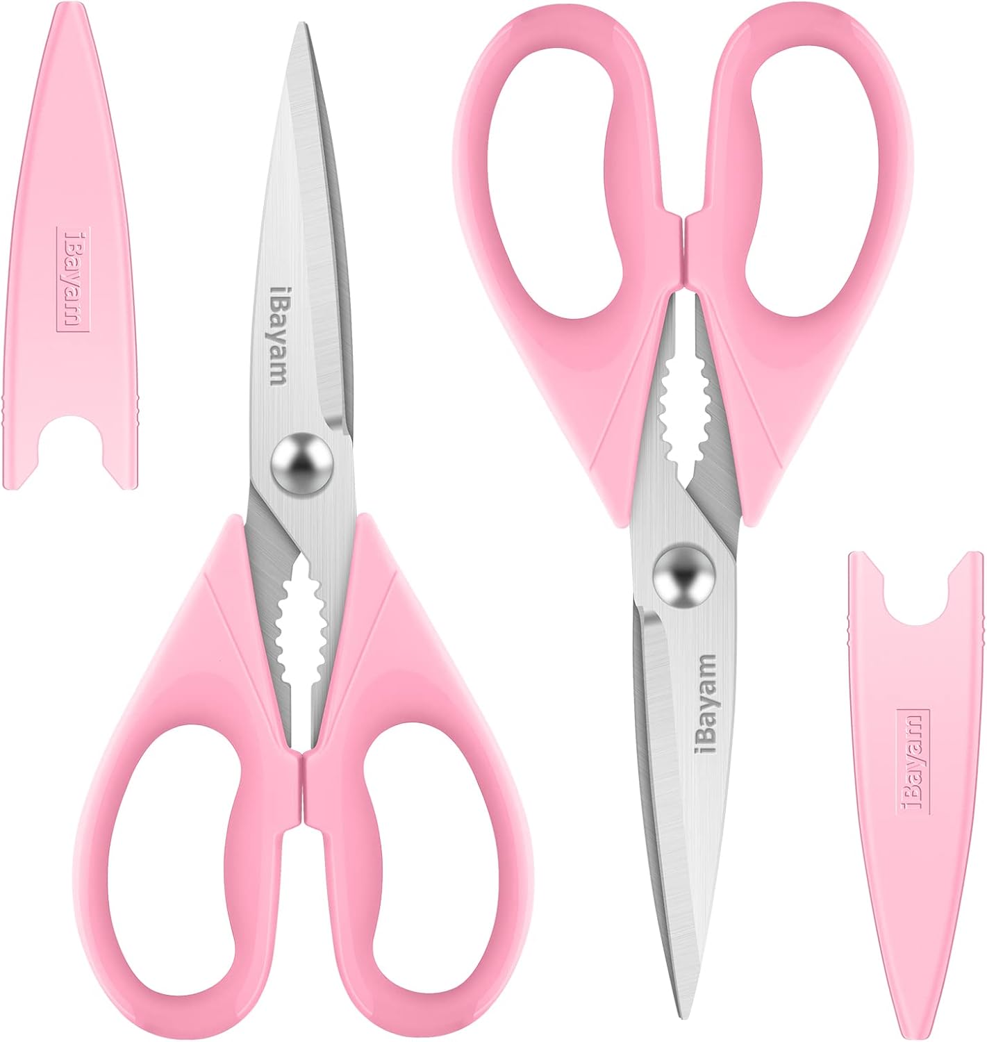 Gifts for Women, Mom, Wife, Her - Couple, Happy Birthday, Wedding Gifts, Christmas Day, Housewarming Gifts, iBayam Kitchen Scissors Heavy Duty Meat Poultry Shears Dishwasher Safe, Pink Stuff