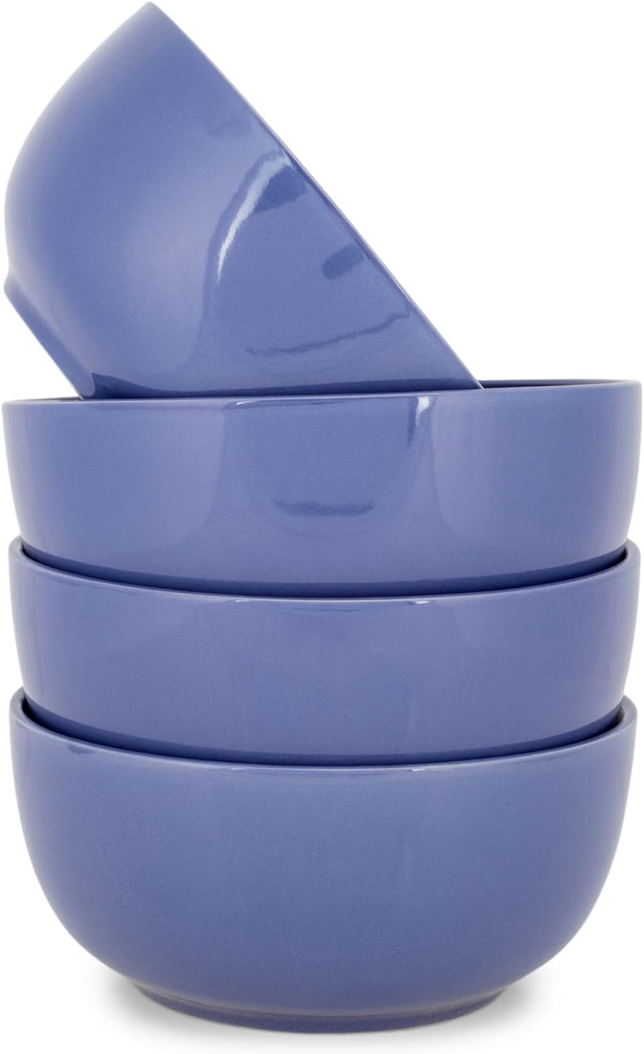 Elanze Designs Bistro Glossy Ceramic 6.5 inch Dinnerware Bowls Set of 4 - Perfect for Everyday uses from Soup, Pasta, Salad, Cereal, Ice cream, Ramen and Pho, Violet Purple