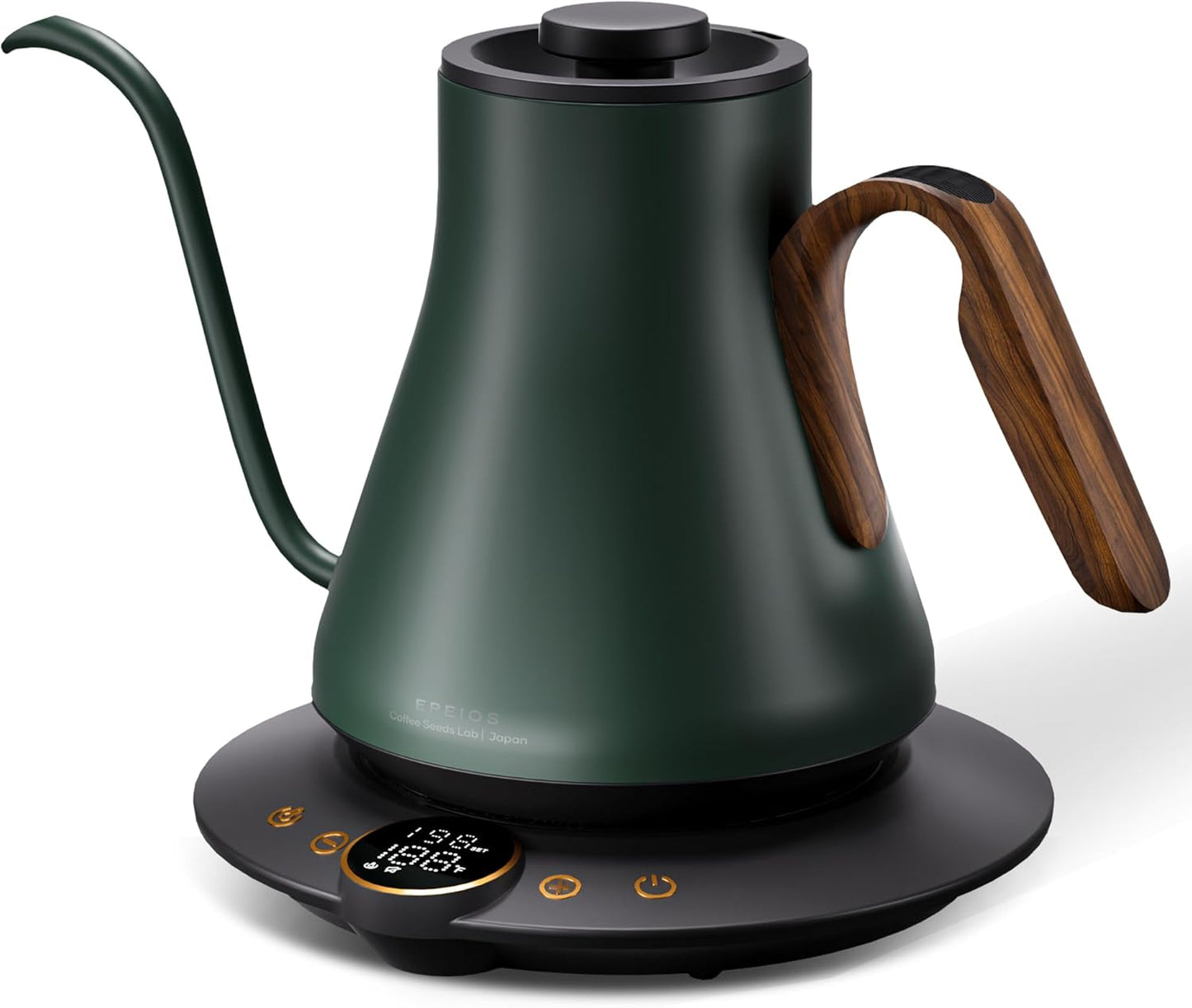 Cocinare FLOW B9 Gooseneck Electric Kettle, Precise Temperature Control for Pour-Over Coffee & Tea Brewing, Stainless Steel Interior, Rapid Heating for Boiling Water 1500W/0.9L (Delacroix Green)