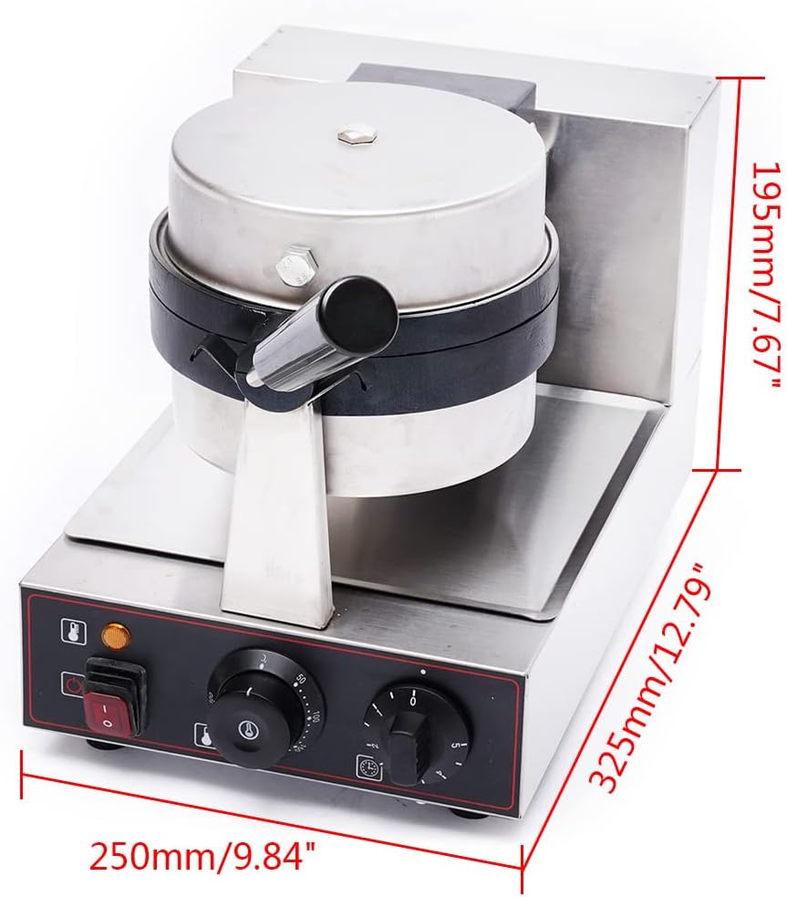 1000/2400W Burger Waffle Maker Burger Waffle Machine Nonstick Electric Panini Press 50~300℃ Temp. Stainless Steel Waffle Maker for Home Kitchens, Breakfast Shops, Mobile Vendors (AGE-2)