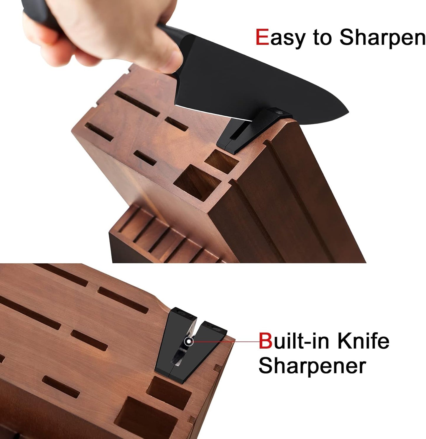 OOU Kitchen Knife Set - 15 Pcs High Carbon Stainless Steel Chef Knife Sets, Dishwasher Safe Black Knives Block Set With Built in Sharpener, Gifts for Men Women