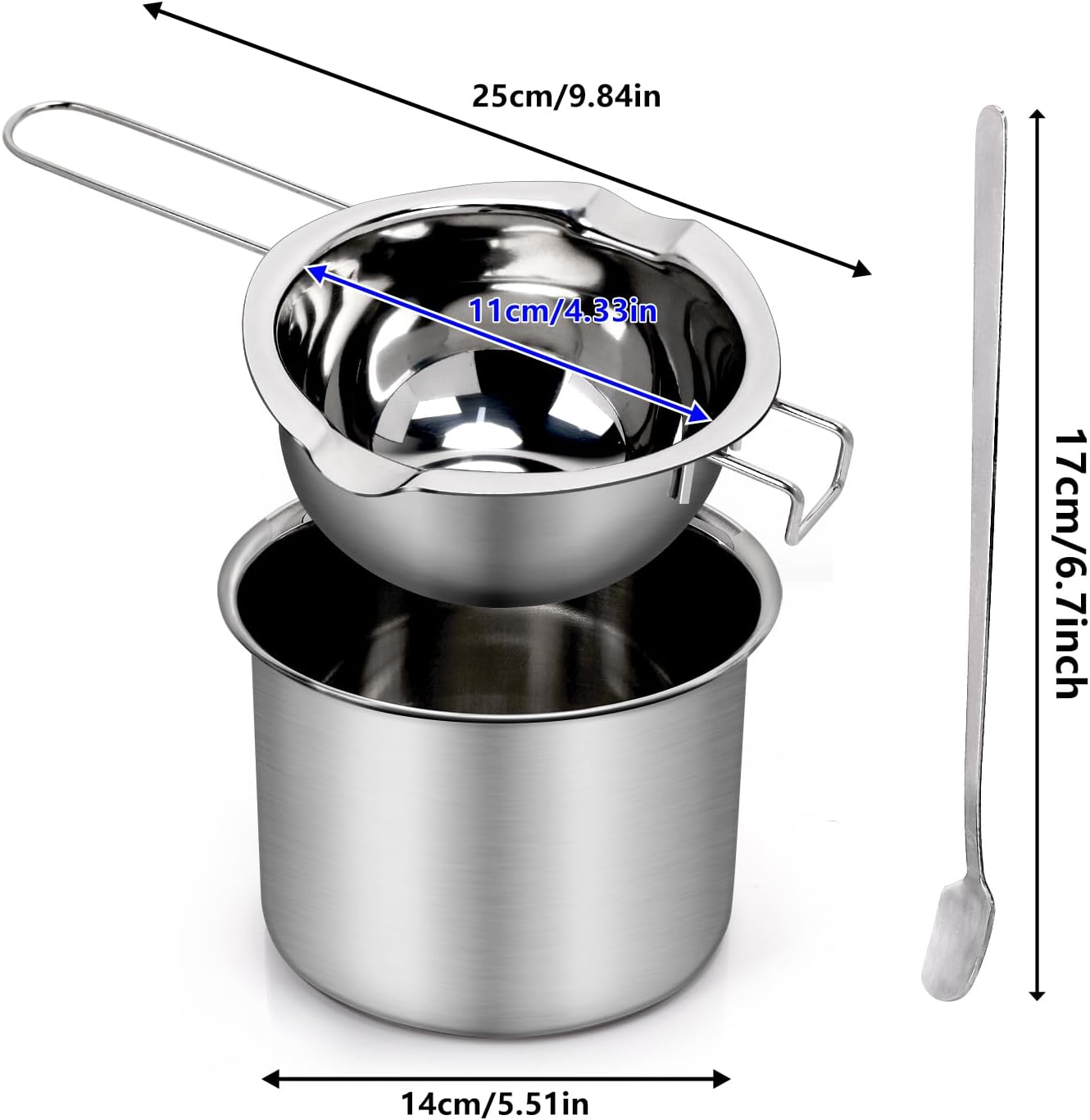Blingfun Double Boiler Pot Set, Stainless Steel Melting Pot with Candle Wicks, Stickers,Wick Holders,Wick Placing Tube for Soap, Wax, Candle Making