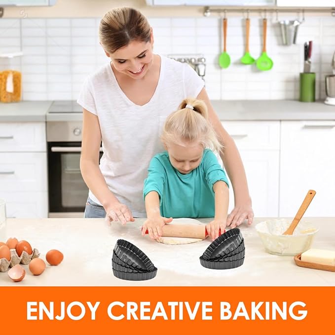 Gutsdoor Mini Tart Pan Removable Bottom 5 Inch Cheesecake Pans Tart Mold Quiche Pie Tins Non-stick Round for Baking Set of 8