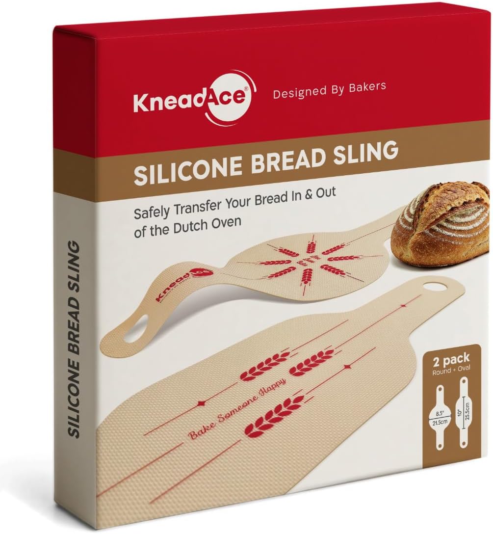 KneadAce Silicone Bread Sling Set Of Oval & Round with Long Handles, Nonstick＆Reusable Easy-Lift Baking Mat Easy Clean Dutch Oven Liners, Sourdough Baking Supplies, Ideal As Gift For Bakers