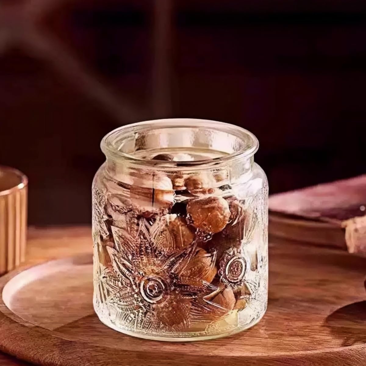 ANSQU Airtight Small Glass Jars with Lids, 17oz Food Storage Jar Clear Storage Container with Glass Lid for Kitchen Canning, Cereal, Sugar, Beans, Spice, Mason Jars (2 Pack)