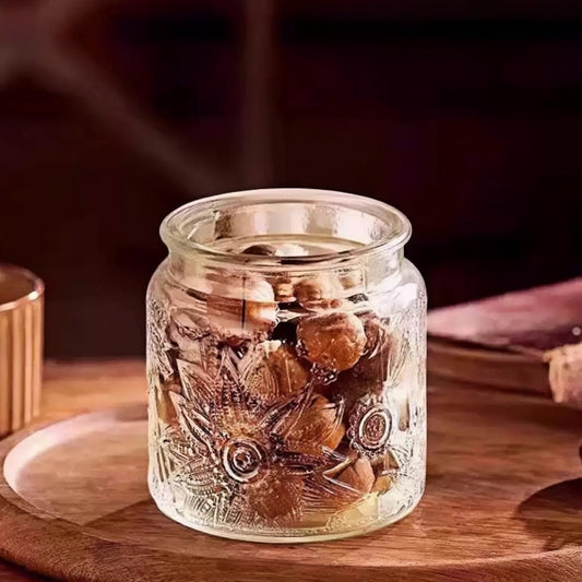 ANSQU Airtight Small Glass Jars with Lids, 17oz Food Storage Jar Clear Storage Container with Glass Lid for Kitchen Canning, Cereal, Sugar, Beans, Spice, Mason Jars (2 Pack)