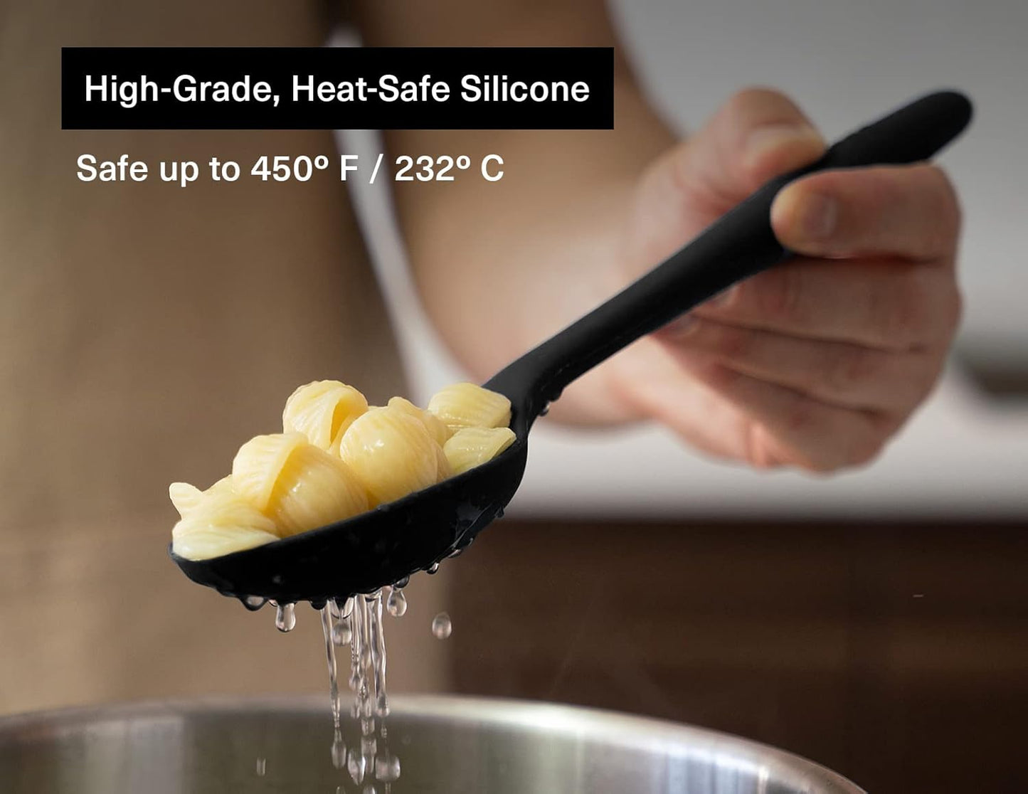 Misen Silicone Mixing Spoon - Professional-Grade, Dishwasher Safe - No Scratch Nonstick-Safe Kitchen Tool for Stirring, Scraping, and Serving - Stong, Durable, Heat Resistant - Black