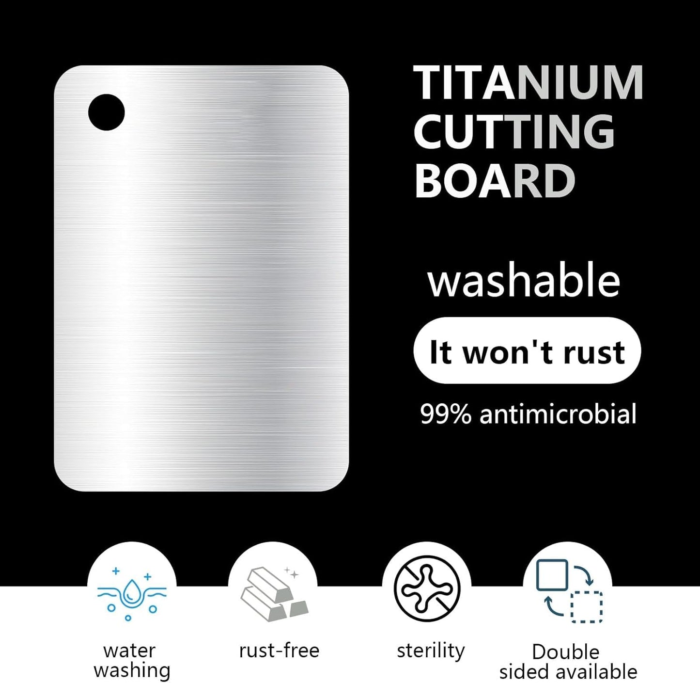 Titanium Cutting Board Set of 1, 11 * 8inches,Titanium Cutting Boards for Kitchen, Food Grade Metal Double Sided Chopping Boards for Kitchen Counter Meat Vegetable Fruit Outdoor Camping
