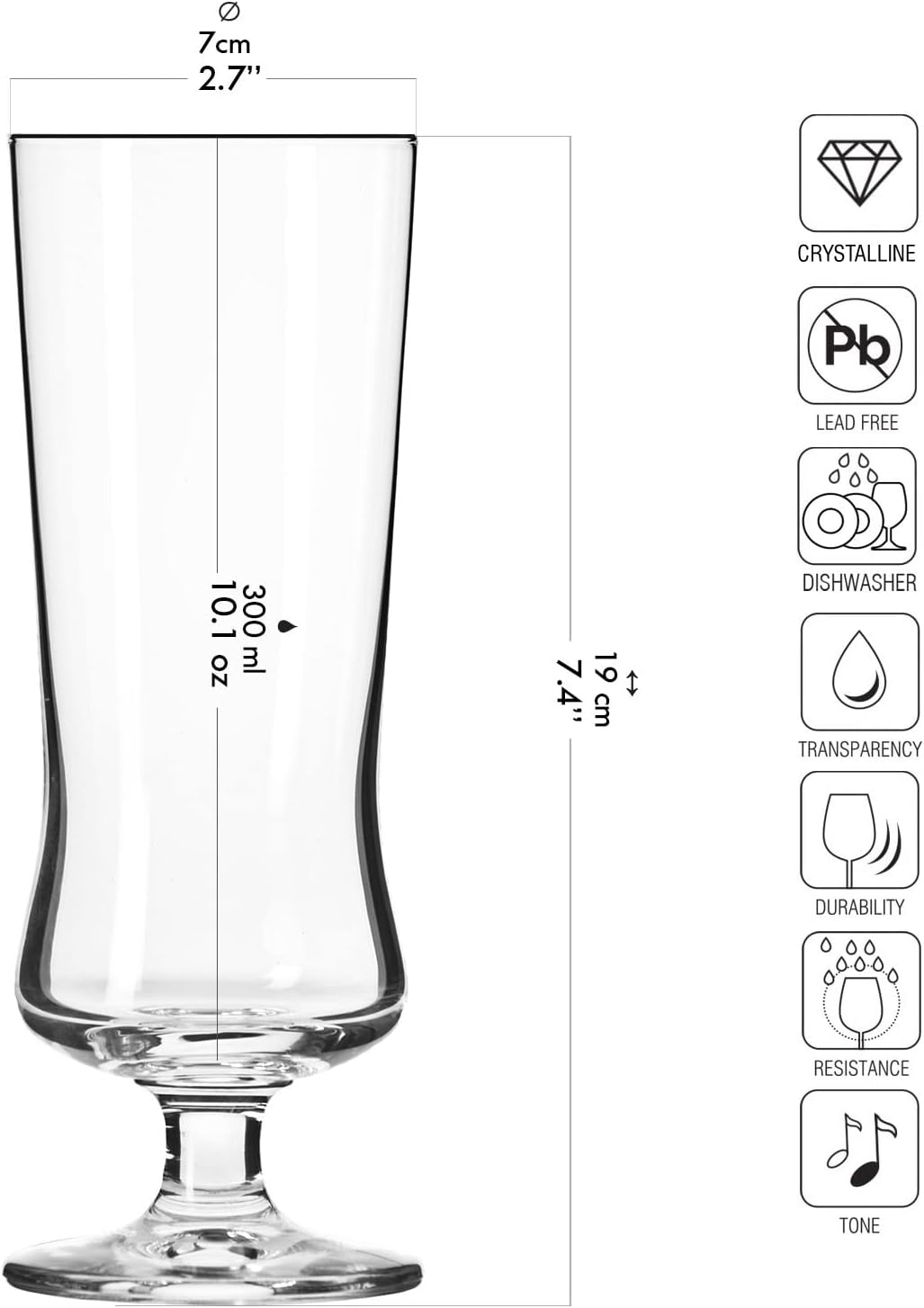 Krosno Pina Colada Cocktail Drinking Glasses, Set of 6, 10.1 oz, Avant-Garde Collection, Perfect for Alcoholic and Non Alcoholic Cocktails or Frozen Coffee, Dishwasher Safe, Made in Europe