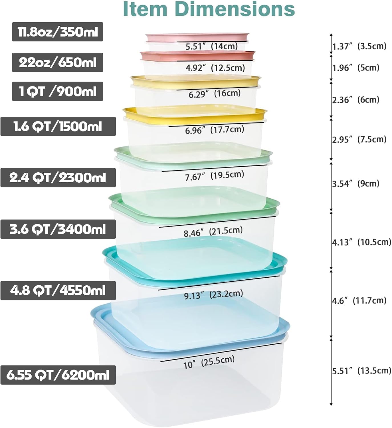 shopwithgreen Plastic Storage Bowls with Lids, Rapid-Access Kitchen Bowls Food Storage, Nest Stackable Space-Save Design, Dishwasher & Microwave & Freezer Safe, Multi-Color, 8 Pack