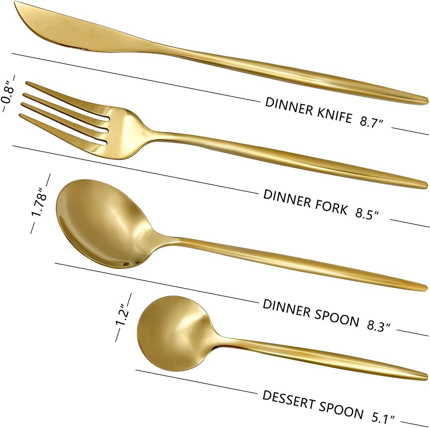 24-Piece Flatware Set, Stainless Steel Knife Fork Spoon, Home Dinnerware Tableware Set for 6, Cutlery Set, Include Knives/Forks/Spoons Gold