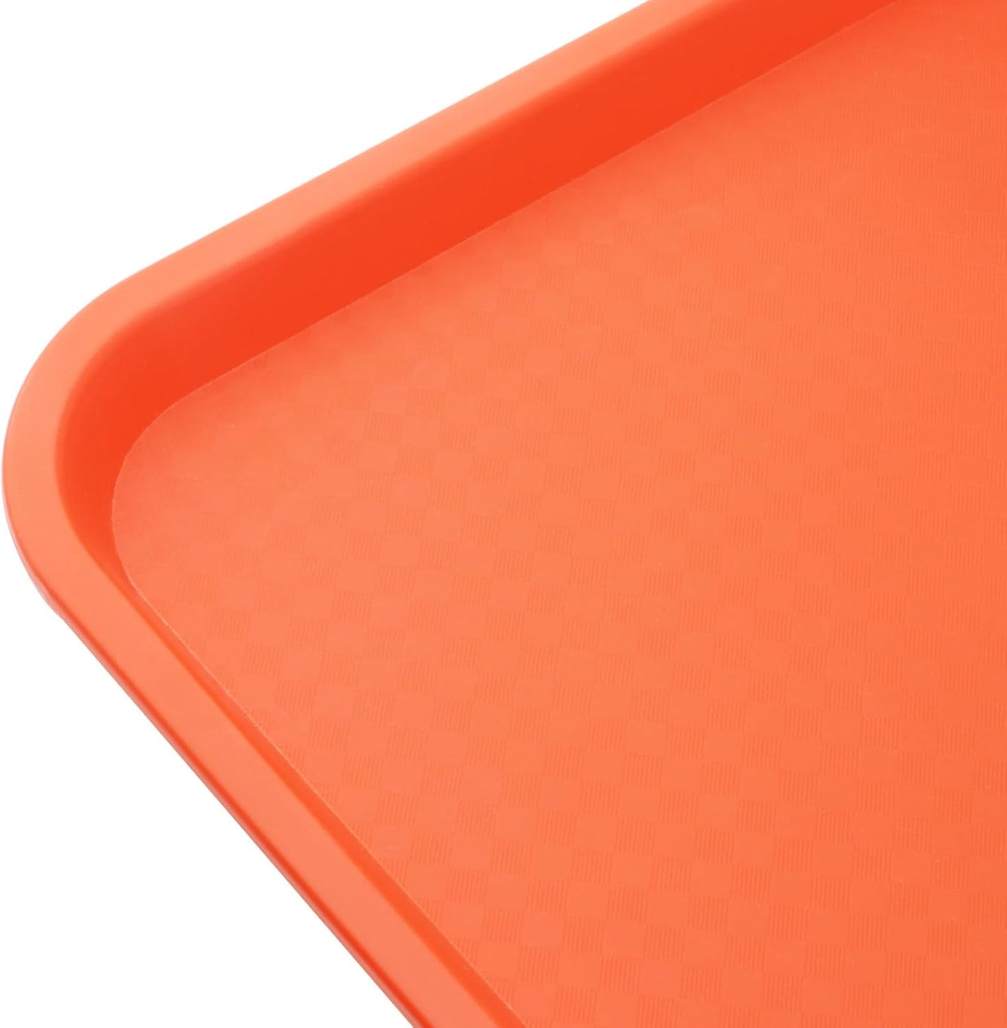 4 Pack 16 x 12 Inch Orange Fast Food Tray, Large Rectangular Restaurant Serving Trays, Plastic Cafeteria Trays School Lunch Trays