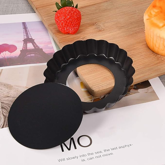 Gutsdoor Mini Tart Pan 4 Inch with Removable Bottom Quiche Pan Nonstick Round Quiche Pie Pan Set of 6