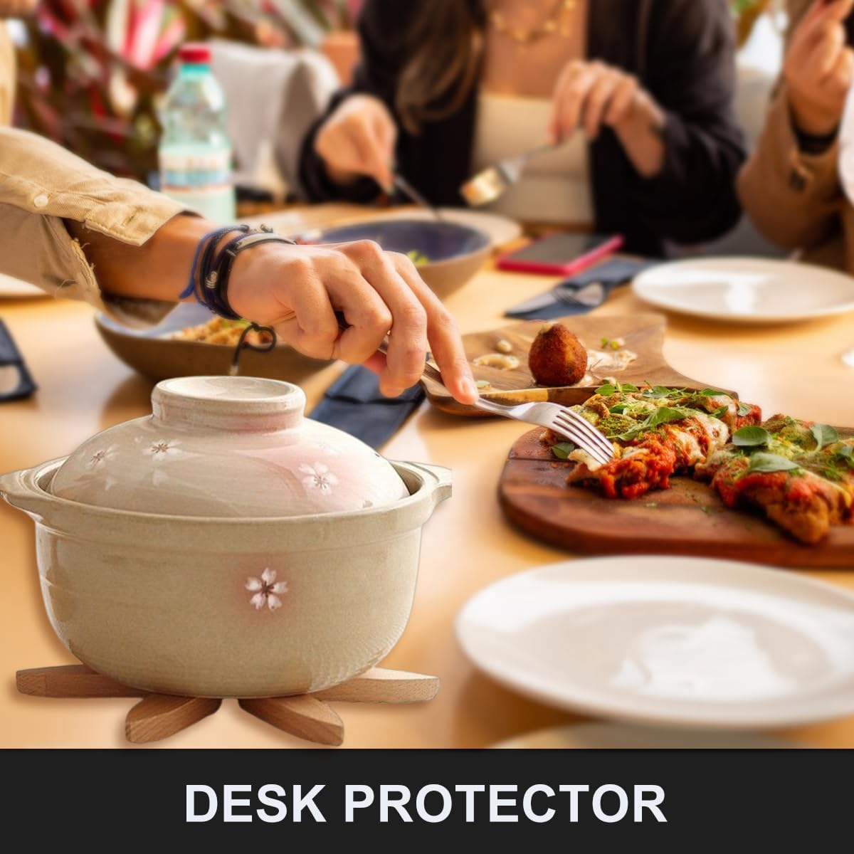 EGO LIFE Wooden Trivet Tree Set for Hot Dishes, 100% Natural Wood Trivet, Expandable Coaster, Foldable Tree-Sharped placemats with 4PCS(Original Color)