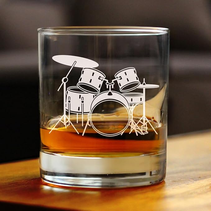 Bevvee Drums - Whiskey Rocks Glass - Drumming Gifts for Drummers - 10.25 oz Glasses