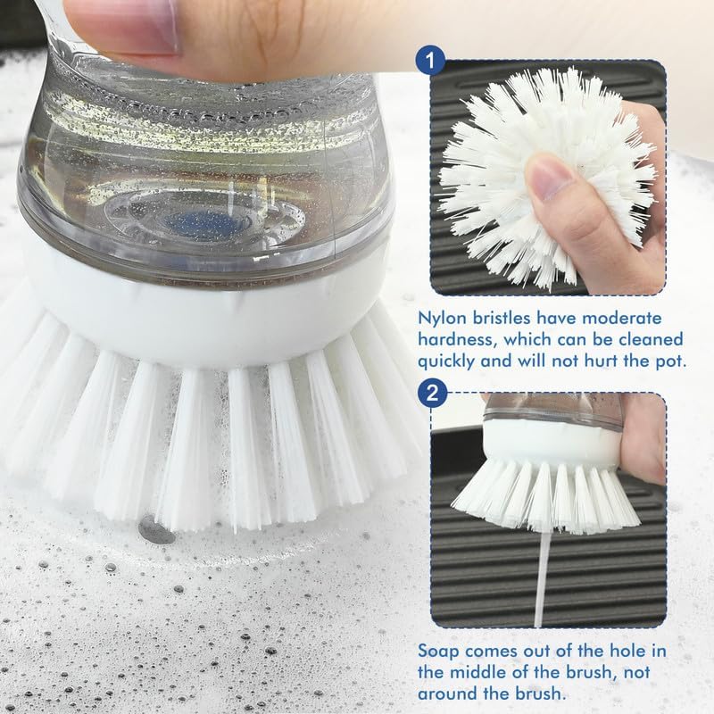 Palm Brush Refills for OXO Soap Dispensing Dish Brush - 8 Pack Cleaning Replacement Brush Head for OXO Palm Brush