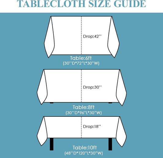 VidaFete Table Cloth 10 Pack 90 * 156inch Rectangle Tablecloth Polyester, Stain Wrinkle Resistant Polyester Dining Table Cover for Kitchen Dinning Party Wedding Rectangular Tabletop Decoration(White)