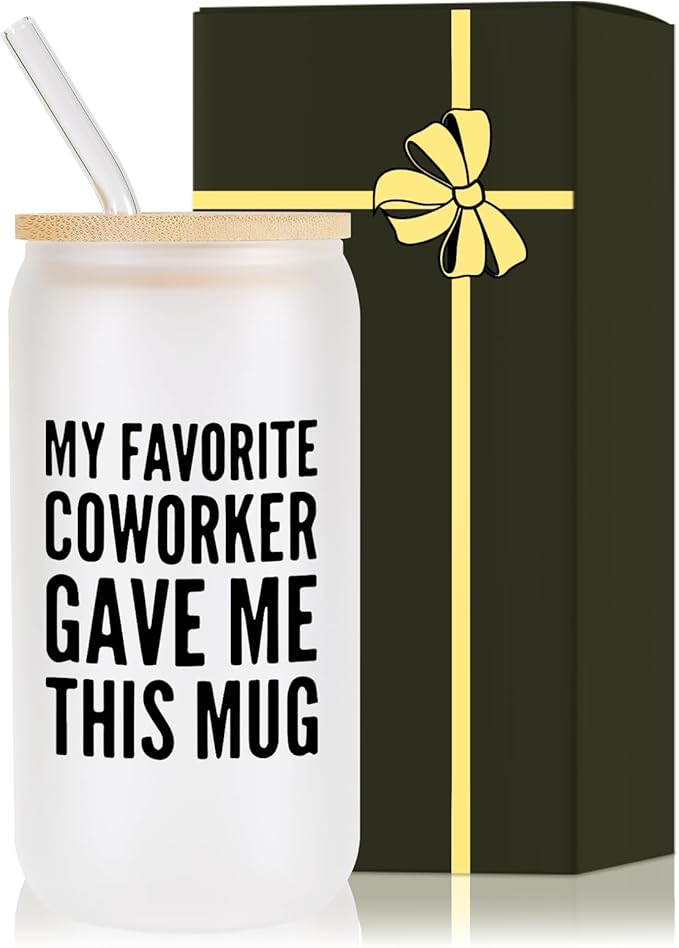 Monogrammed Glass Drinking Cup With Lid Straw Women White Elephant Gifts Adult Christmas Gag Funny Unique Who Have Everything Good Hilarious Cool Co Worker Favorite Besties Leaving Female Teacher