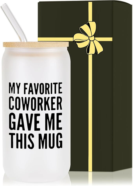 Monogrammed Glass Drinking Cup With Lid Straw Women White Elephant Gifts Adult Christmas Gag Funny Unique Who Have Everything Good Hilarious Cool Co Worker Favorite Besties Leaving Female Teacher