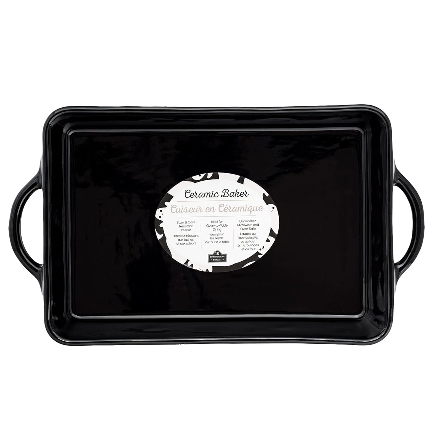 10 Strawberry Street Flying Ghost Bakeware, Rectangle, Black