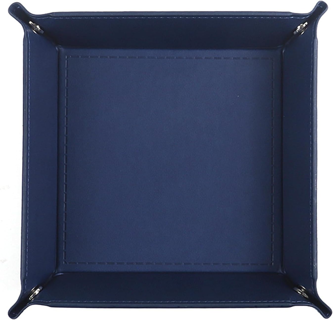 siduater Valet Tray Desktop Storage Organizer – Vegan Leather Catchall Tray Bedside Vanity Tray Nightstand Caddy Holder for Remote Controller, Watch, Keys, Phone, Wallet, Coin, Jewelry, Navy