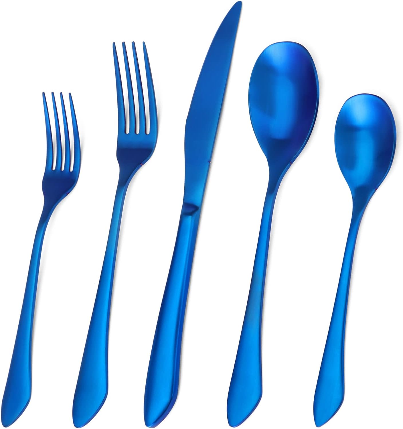 Matte Blue Silverware Set, 20-Piece Stainless Steel Flatware Set Service for 4, Satin Finish Tableware Cutlery Set for Home and Restaurant, Dishwasher Safe