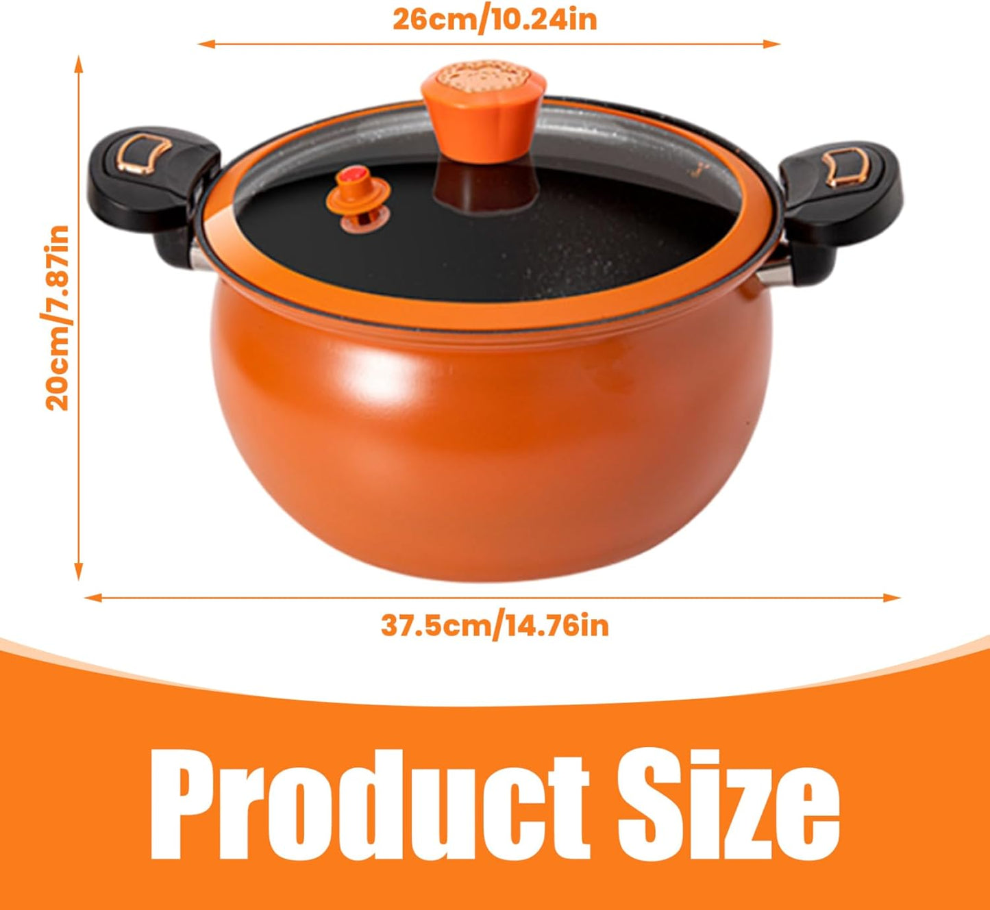 Mini Pressure Cooker, 8L Fast Heating Pressure Pot with Lock Handles, Non-Stick Stockpot with See-Through Lid for Gas, Induc