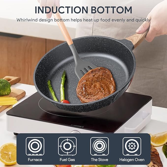 Non-stick Die-cast Deep Frying Pan Set Skillet Set Egg Omelette Pan (6)