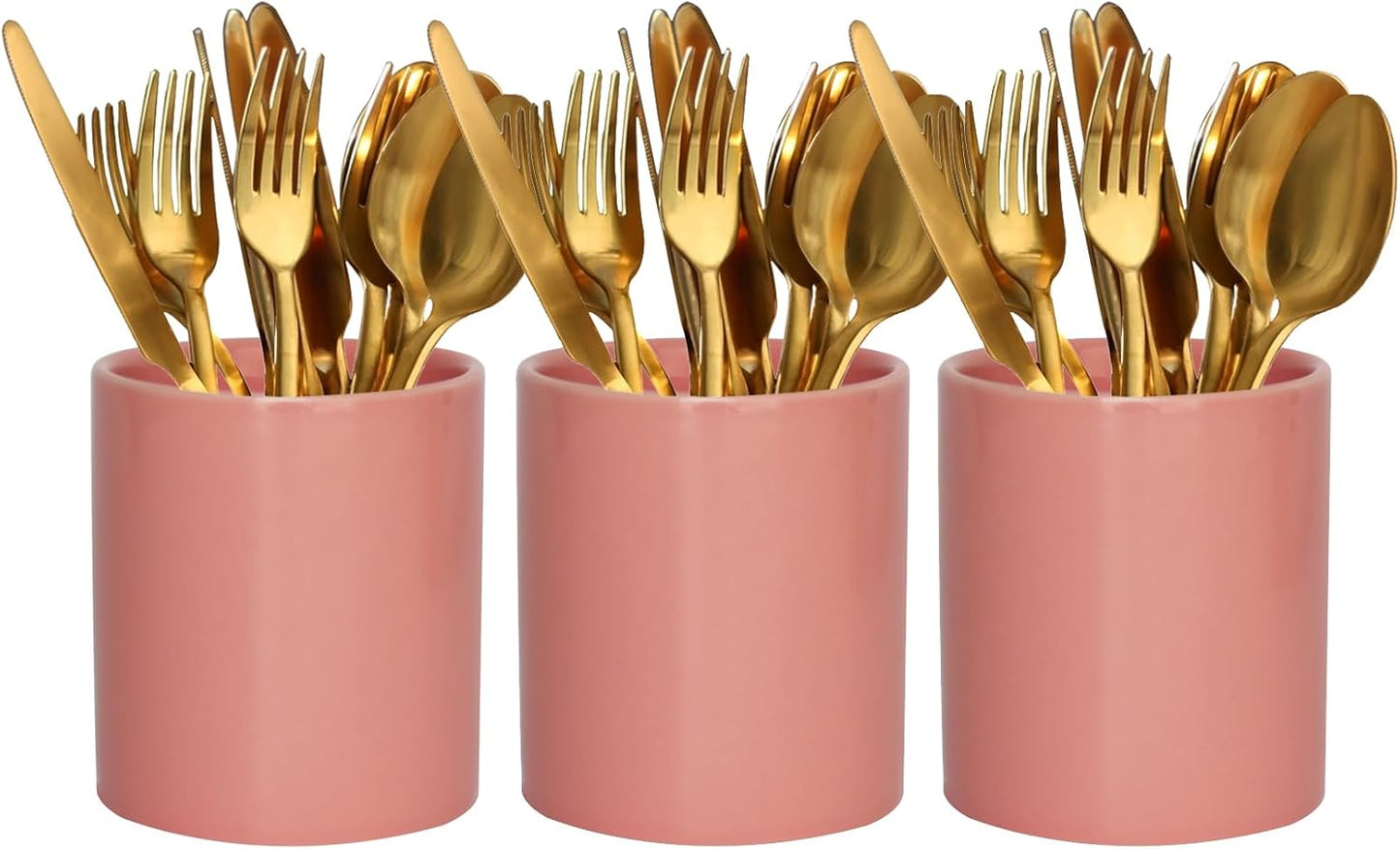 Utensils Holder,Caddy Cutlery Holder Silverware, Utensils Organizer Elegant Pink Porcelain, Spoon Holder for Party Tableware Holder for Kitchen Table, Cabinet