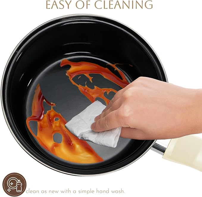 ZOOFOX Ceramic Sauce Pan with Lid, 1.5 Quarts Nonstick Small Cooking Pot with Stay-Cool Handle, Kitchen Non Toxic Soup Pot for Multipurpose Use, PTFE, PFOA and PFAS Free, Compatible All Stovetops