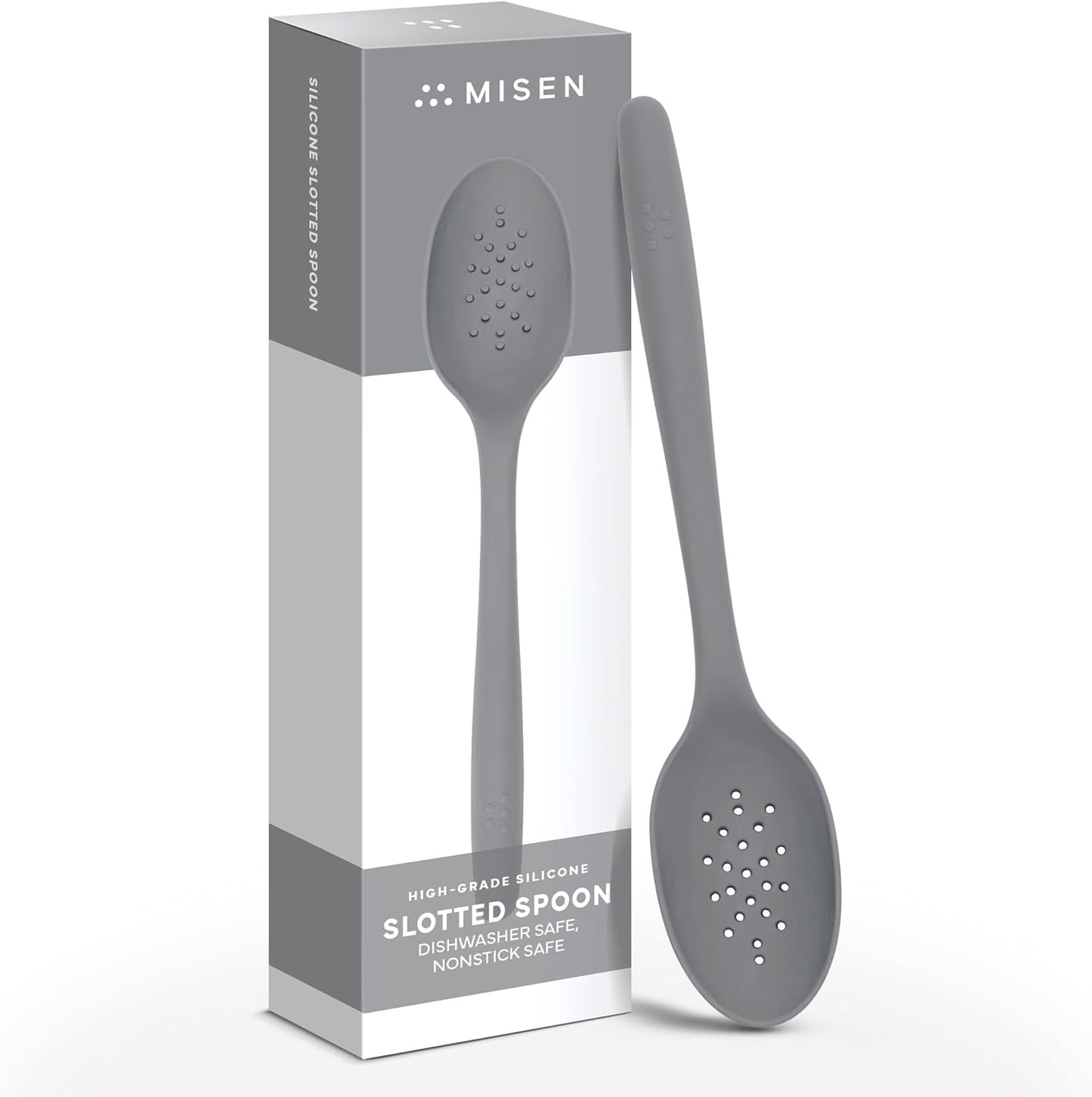 Misen Silicone Mixing Spoon - Professional-Grade, Dishwasher Safe - No Scratch Nonstick-Safe Kitchen Tool for Stirring, Scraping, and Serving - Stong, Durable, Heat Resistant - Gray