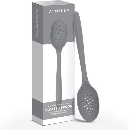 Misen Silicone Mixing Spoon - Professional-Grade, Dishwasher Safe - No Scratch Nonstick-Safe Kitchen Tool for Stirring, Scraping, and Serving - Stong, Durable, Heat Resistant - Gray