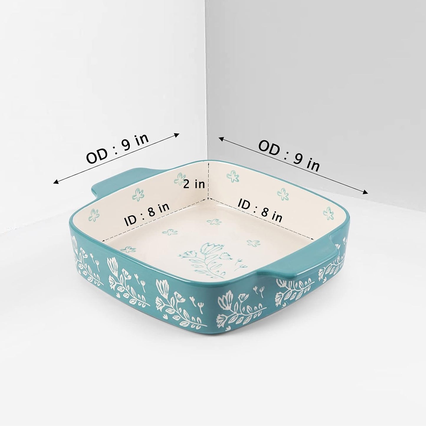 Wisenvoy Baking Dish 9x9 Baking Pan Ceramic Brownie Pan Casserole Dish 2-pcs Lasagna Pan Square Bakeware Sets Dish Pan