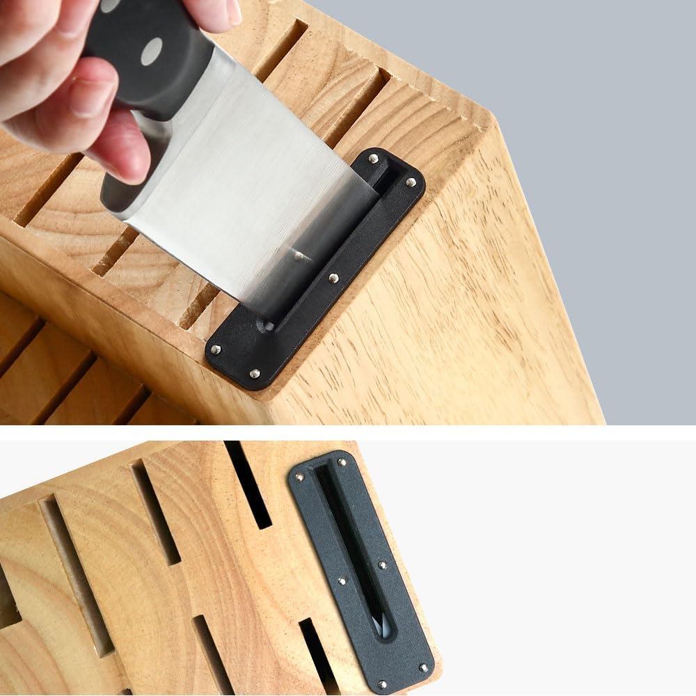 18-Piece Kitchen Chef's Knife Set Block Utensils Set with Peeler, German High Carbon Stainless Steel Razor-Sharp Blade with Ergonomic Handle, Professional Knife Block Set with Built-in Sharpener