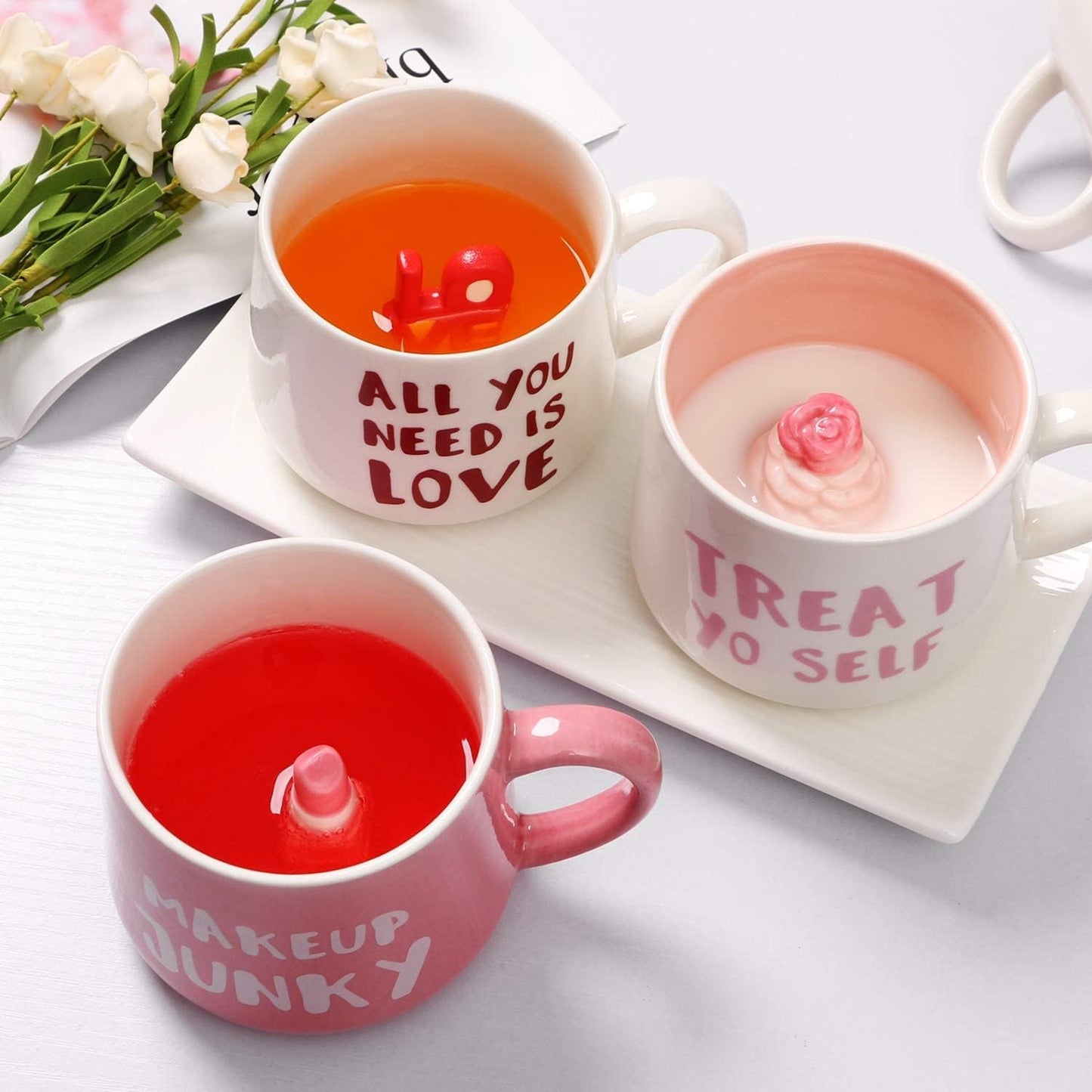 3D Animal Coffee Mug Cat Inside,Cute Handmade Figurine Ceramics Cup 12 oz,Christmas&Birthday&Mother's Day Surprise for Friends Family or Kids,Best Office Cup Couple Mug (Cat)